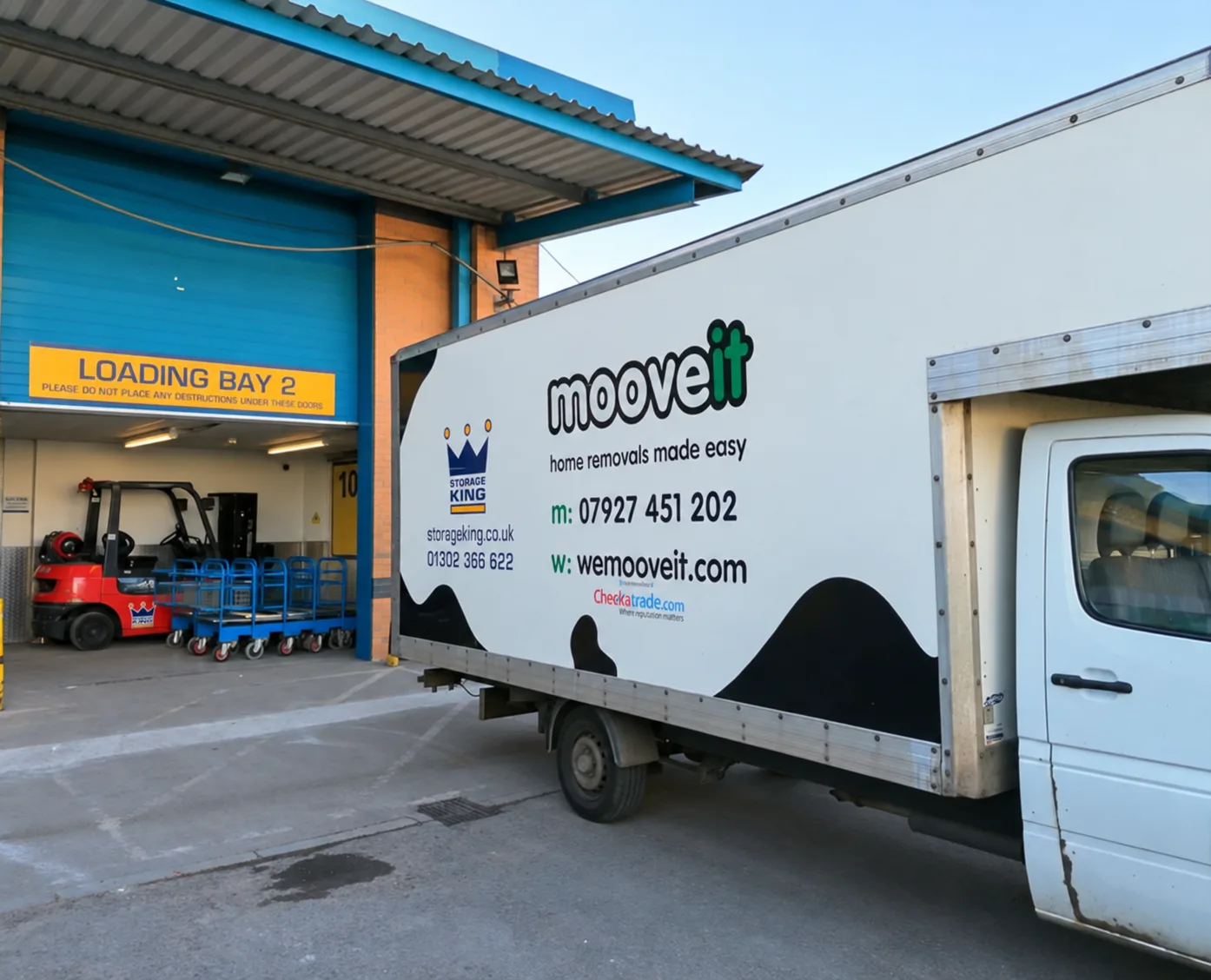 Mooveit removals van outside the loading bay