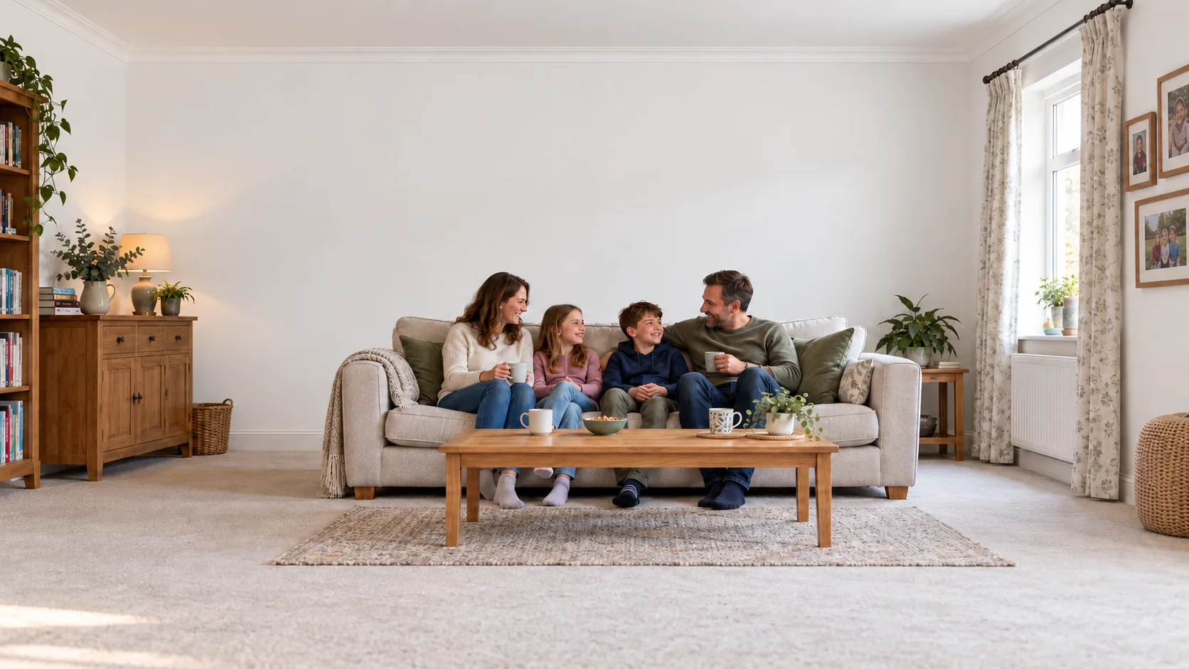 Family relaxing on the sofa at home